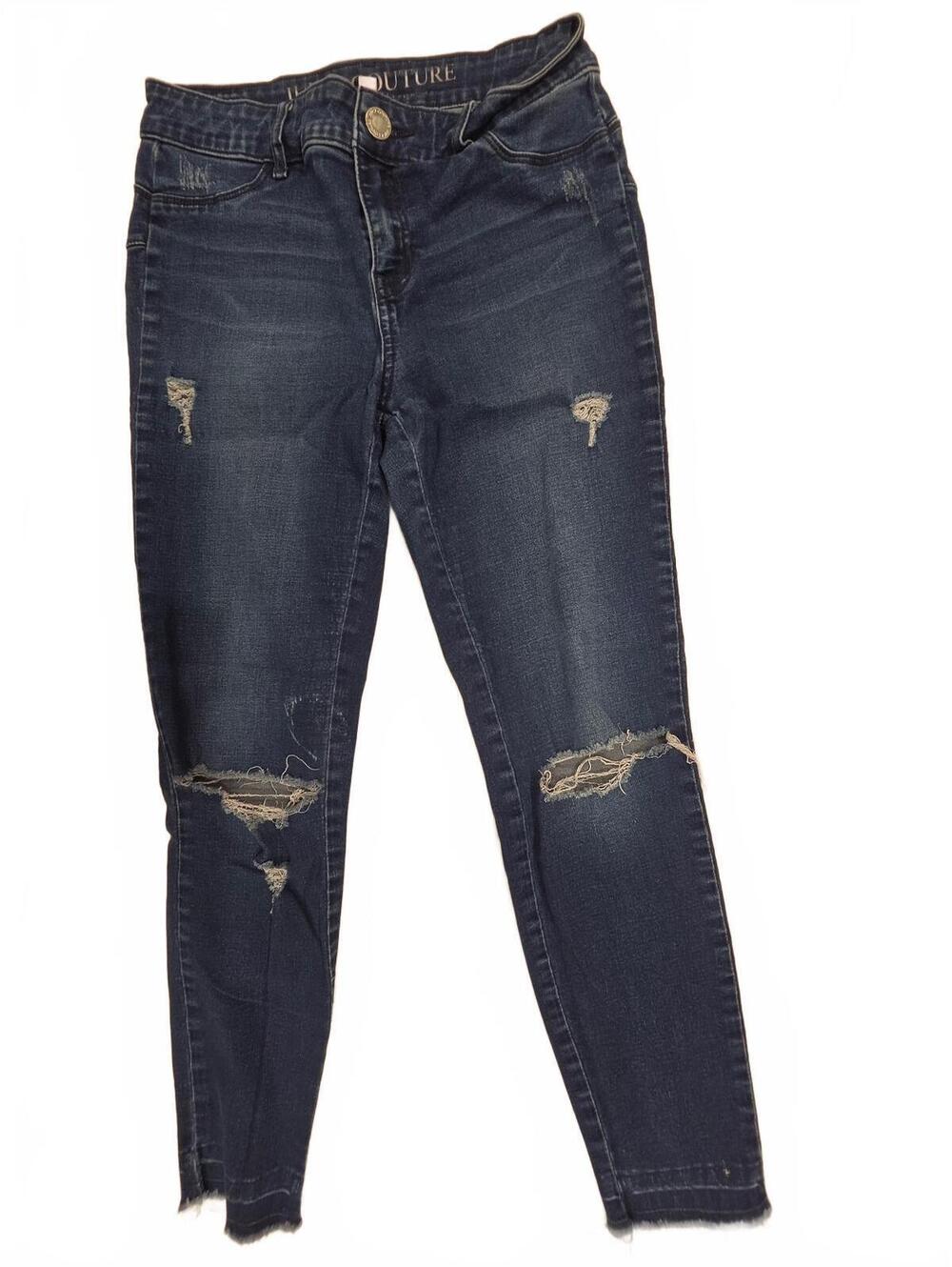 Juicy Couture Distressed Skinny Jeans Size 6 Blue Frayed Hem Stretch Denim